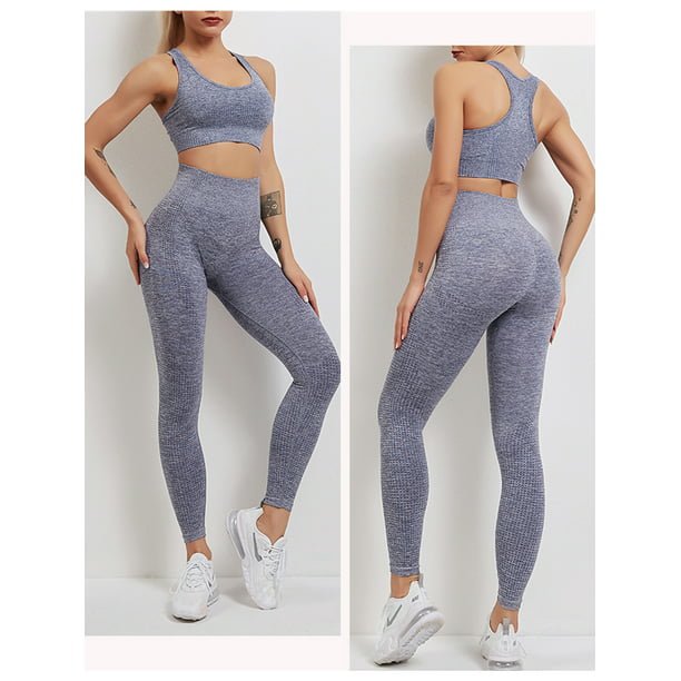 Women's Seamless Yoga Suit Top Bra Pants Leggings Sports Fitness Gym Stretch Set 